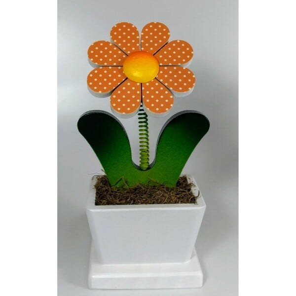 Calço Para Porta de Madeira e Vaso com Flor - 6