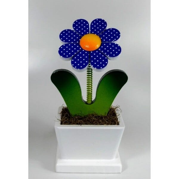 Calço Para Porta de Madeira e Vaso com Flor - 5