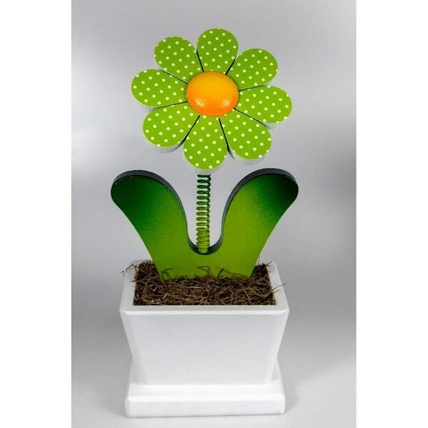 Calço Para Porta de Madeira e Vaso com Flor - 1