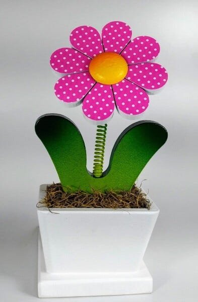 Calço Para Porta de Madeira e Vaso com Flor - 3