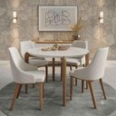 Ver imagem 1 de Conjunto de Jantar Mesa c/Vidro Donatella 4 Cadeiras Evelyn - Linho Off White - Linked 02