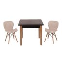 Ver imagem 1 de Conjunto Mesa de Jantar Juliette Preta 80cm com 2 Cadeiras Slim - Nude