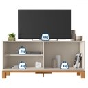 Ver imagem 3 de Rack para Tv até 55 Polegadas Mondrian 1 Porta 1 Prateleira Ripado 3d Off White/freijó - Caemmun