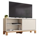 Ver imagem 2 de Rack para Tv até 55 Polegadas Mondrian 1 Porta 1 Prateleira Ripado 3d Off White/freijó - Caemmun