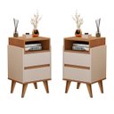 Ver imagem 1 de Kit 2 Mesas de Cabeceira Pés Palito Virginia Off / Nature - JM Casa dos Moveis
