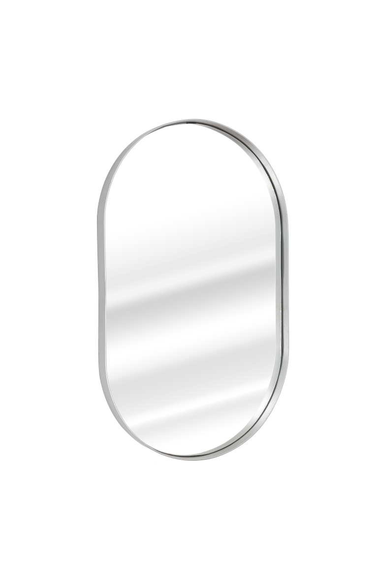 Espelho Oval com Moldura em Metal 80 x 50 cm - Cores - Prata - 2