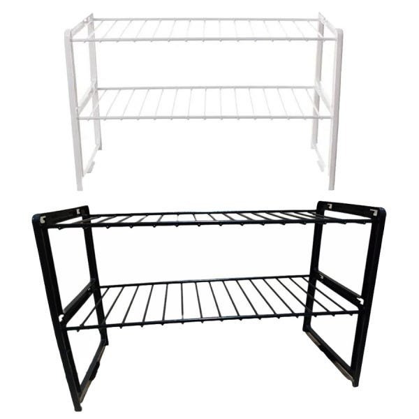 Rack Organizador De Objetos Para Cozinha 2 Andares Preto - 4