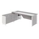 Ver imagem 2 de Mesa de Escritório Executiva com Armário Lateral e Caixa de Tomadas 3 Gavetas 200cm Corporate Cinza Sagrado E Branco