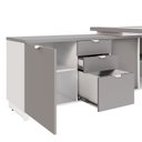 Ver imagem 6 de Mesa de Escritório Executiva com Armário Lateral e Caixa de Tomadas 3 Gavetas 200cm Corporate Cinza