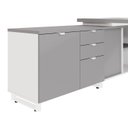 Ver imagem 4 de Mesa de Escritório Executiva com Armário Lateral e Caixa de Tomadas 3 Gavetas 200cm Corporate Cinza