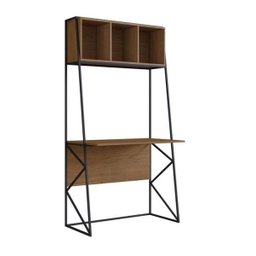 Escrivaninha Metta Mobili Nova Iorque Cor Frassino Almendra Estrutura Metálica Preta - 2