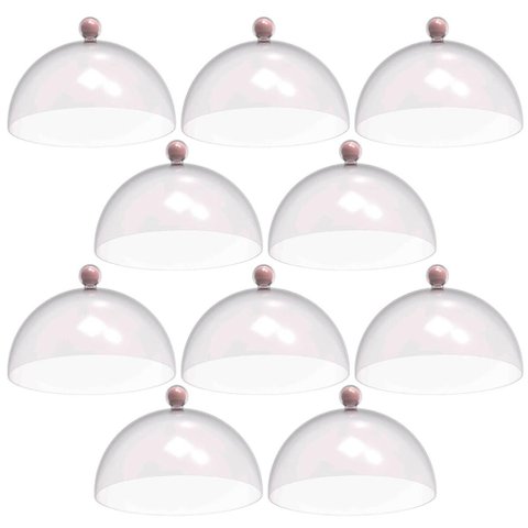 Kit 8 Cúpulas Plásticas 30cm Rosa para Bolo Torta Doces Hotel Confeitaria Bubble Crippa