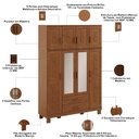 Ver imagem 5 de Guarda Roupa Solteiro com Espelho 8 Portas Aplique 2 Gavetas Madeira Maciça Lorie F06 Castanho -