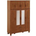 Ver imagem 2 de Guarda Roupa Solteiro com Espelho 8 Portas Aplique 2 Gavetas Madeira Maciça Lorie F06 Castanho -