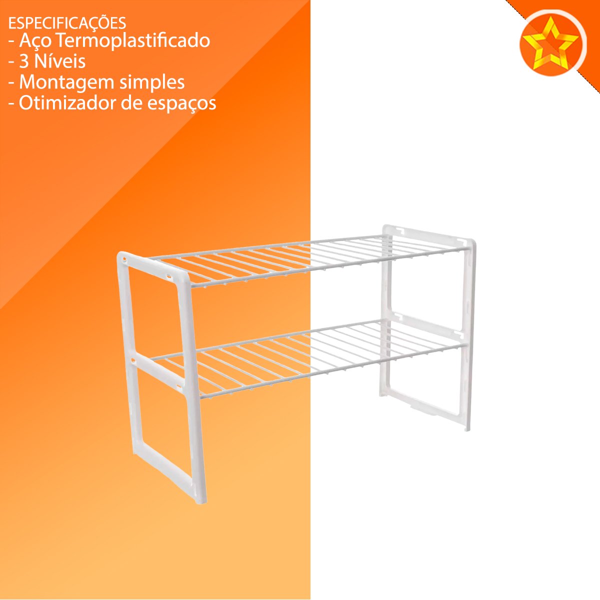 Rack Organizador de Objetos para Cozinha 2 Andares Branco - 3