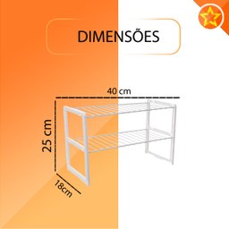 Rack Organizador de Objetos para Cozinha 2 Andares Branco - 2