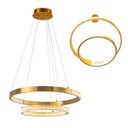 Ver imagem 1 de Lustre Pendente Aneis Cristal Led Arco Luminaria 52W Luxo Sala de Estar Casa Sala de Jantar Restaura