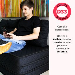Puff Multiuso 3 em 1 Solteiro D33 Bordado Metelassê com Travesseiro BF Colchões - 3
