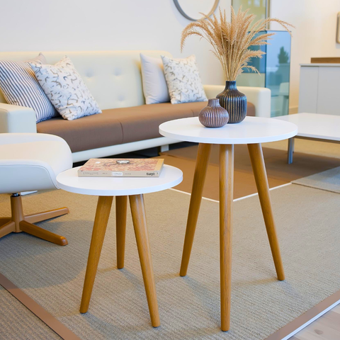 Conjunto 2 Mesinhas de Canto Pés Palito Retro Decoração Lateral Sala Quarto