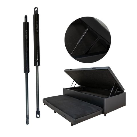 Kit Pistão a Gás 450 N para Box Baú - Preto (compatível com Solteiro e Bicama Baú)