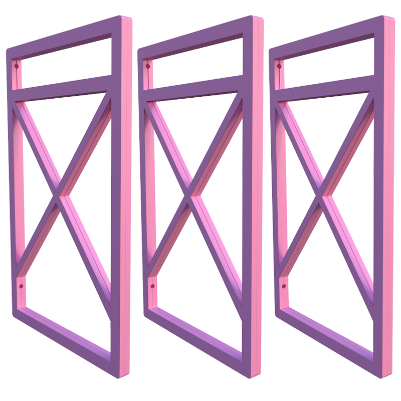 Suporte De Prateleira Estilo Industrial Kit Três Peças 20x37 - Rosa