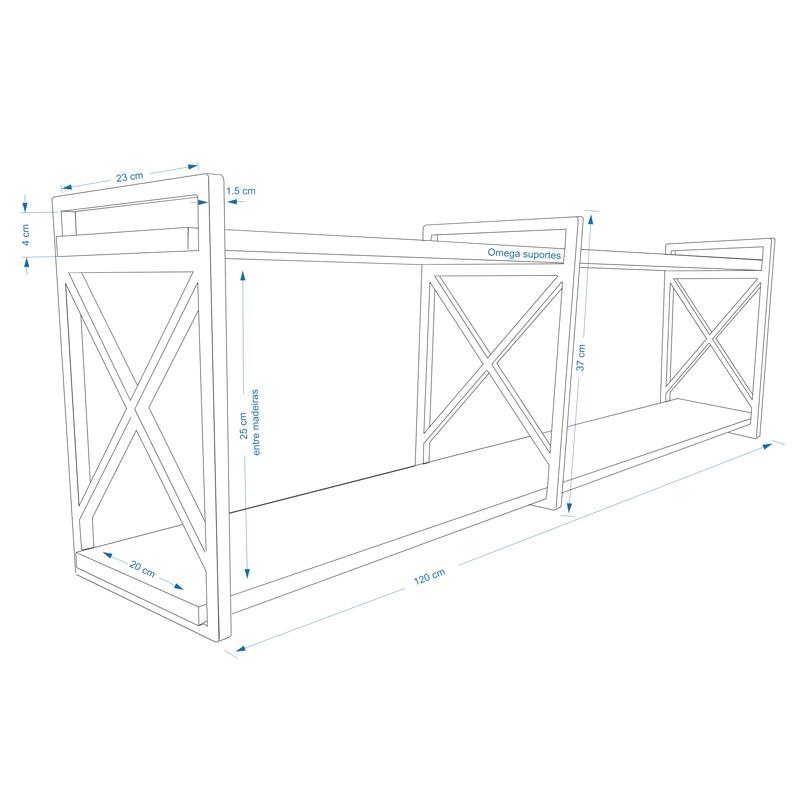 Suporte De Prateleira Estilo Industrial Kit Três Peças 20x37 - Rosa - 2