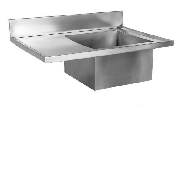 Tampo Pia Aço Inox Industrial com Uma Cuba 50x40x25cm (Direito) - 100x70 cm - Brascool