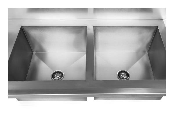 Tampo Pia Aço Inox Industrial com Duas Cubas 50x40x25cm (Direito) - 190x70 cm - Brascool - 4