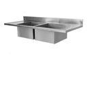 Ver imagem 1 de Tampo Pia Aço Inox Industrial com Duas Cubas 50x40x25cm (Central) - 160x70 cm - Brascool