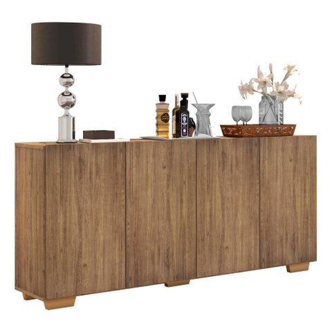 Aparador Buffet 4 Portas com Pés Quadrados Rustic/natural