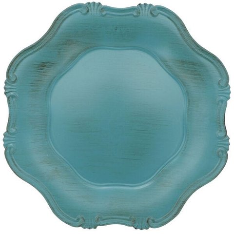 Sousplat Romantique Turquesa 33 cm Mimo Style- SP1841TU Sousplat Romantique Turquesa 33 cm Mimo