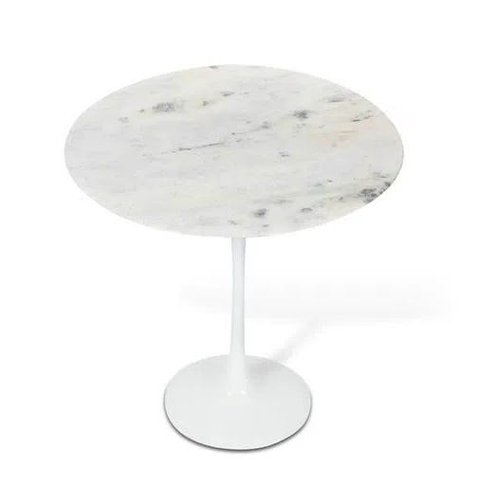 Mesa Lateral Tulipa Saarinen Redonda 51cm Mármore Branco Extra - Branco