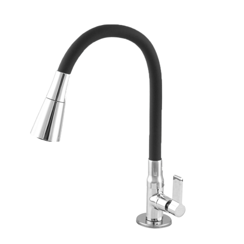 Torneira Gourmet para Cozinha Bancada Mesa Pia Cano Flexível Dois Jatos Cano Cone Luxo Preto Único