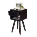 Ver imagem 1 de Mesa De Cabeceira Retro Preto 30cm Pé Palito Marrom Escuro Enviamos Montada