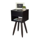 Ver imagem 2 de Mesa De Cabeceira Retro Preto 30cm Pé Palito Marrom Escuro Enviamos Montada