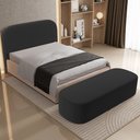 Ver imagem 6 de Cabeceira Cama Box Casal 140cm Lanna com Puff Recamier Doha W01 Bouclê Preto - Lyam Decor