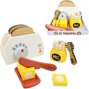 Kit Torradeira de Brinquedo Infantil de Madeira Café da Manhã New Art