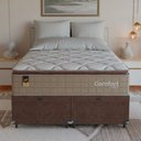 Ver mais imagens de Cama Box Baú Casal Bipartido Colchão Comfort Class Pillowtop Bege/suede Marrom