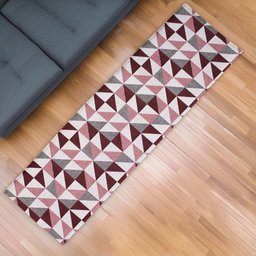 Passadeira Jacquard Antiderrapante Geométrica - Vermelha - 2