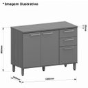 Ver imagem 3 de Balcão para Cozinha 100% MDF 120 cm 3 Portas 2 Gavetas Dulce Freijó/Branco