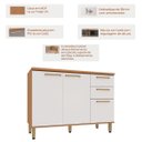 Ver imagem 2 de Balcão para Cozinha 100% MDF 120 cm 3 Portas 2 Gavetas Dulce Freijó/Branco