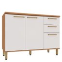 Ver imagem 1 de Balcão para Cozinha 100% MDF 120 cm 3 Portas 2 Gavetas Dulce Freijó/Branco