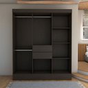 Ver imagem 5 de Guarda-roupa Solteiro Leal Slim 8 Portas 2 Gavetas Ébano Touch - Panorama Móveis