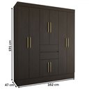 Ver imagem 4 de Guarda-roupa Solteiro Leal Slim 8 Portas 2 Gavetas Ébano Touch - Panorama Móveis