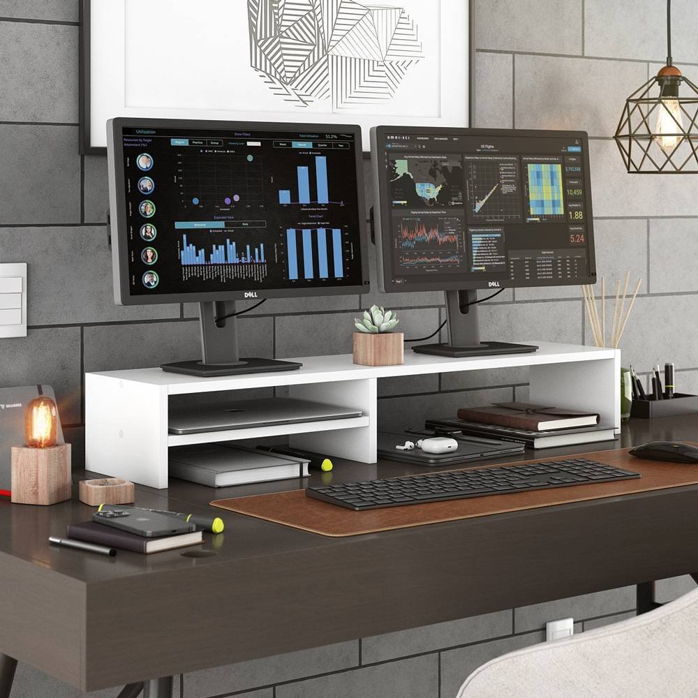 Suporte Stand Base para Monitor Laptop Soft Elevado 95cm em Mdf com 01 Prateleira - Desk Design - 5