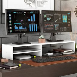 Suporte Stand Base para Monitor Laptop Soft Elevado 95cm em Mdf com 01 Prateleira - Desk Design - 1
