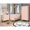 Ver imagem 3 de Berço Mini Cama Retrô Theo com Pé em Madeira Natural - Rosa