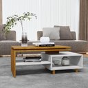 Ver imagem 2 de Mesa de Centro Sala Lima com Pés de Madeira Maciça Naturale/branco