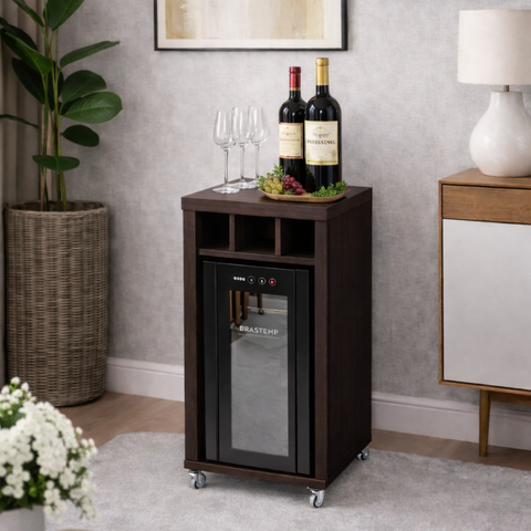 Adegueira Bancada Embutir Adega Vinhos com Rodízios Café