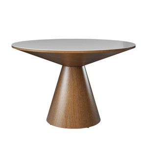 Mesa de Jantar Madri Cone Chanfrada Redonda Nozes 1.20 Cm Branco